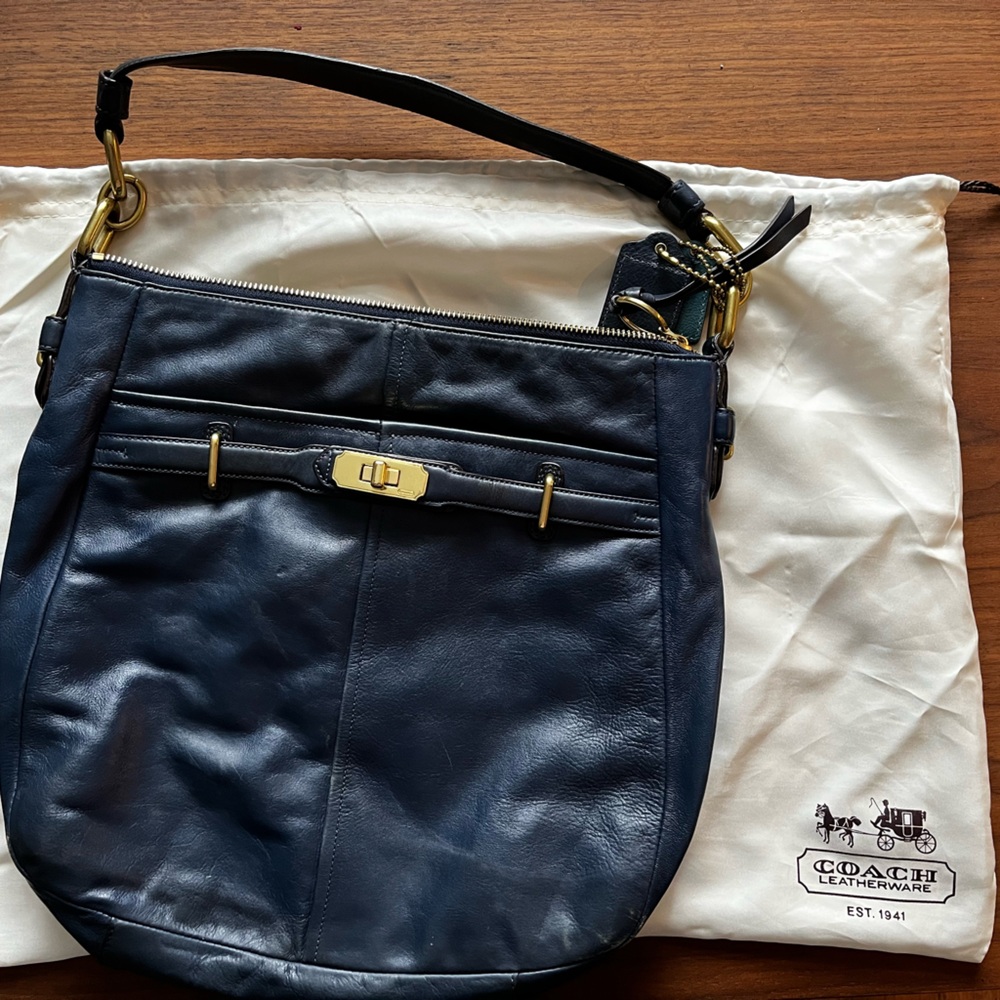 Coach Genuine Leather Navy Hobo Purse